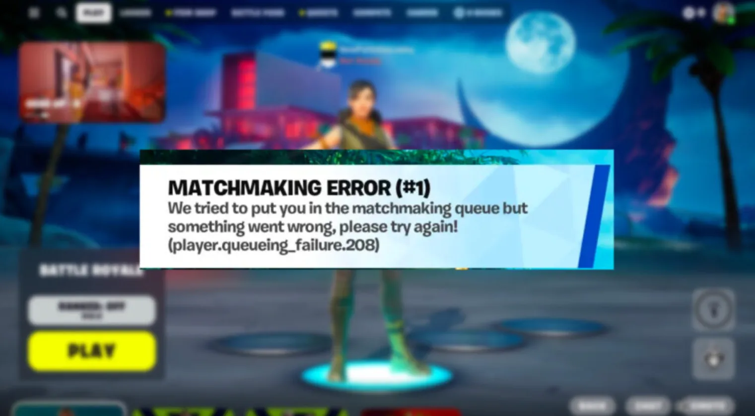 fortnite matchmaking error